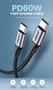Ugreen USB 2.0 C M/M Round Cable Nickel Plating Aluminum Shell 1m (Gray Black)US261