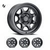 (17×8.5) 4x NUEVO SATIN BLACK 6×5.5 (0 OFFSET)
